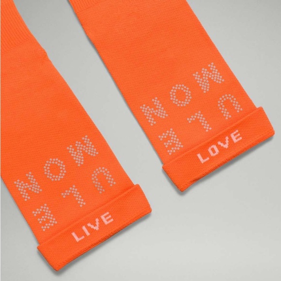 Lululemon Womens Power Stride Crew Sock *Reflective, Blaze Orange, Medium - NWT - Picture 4 of 6